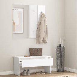 vidaXL Garderobe set bewerkt hout hoogglans wit