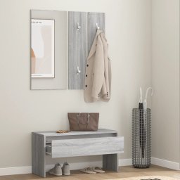 vidaXL Garderobe set bewerkt hout grijs sonoma eikenkleurig