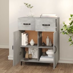 vidaXL Dressoir 69,5x34x90 cm bewerkt hout betongrijs