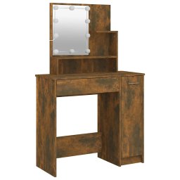 vidaXL Kaptafel met LED-verlichting 86,5x35x136 cm gerookt eikenkleur