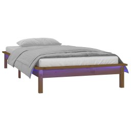 vidaXL Bedframe LED massief hout honingbruin 90x190 cm