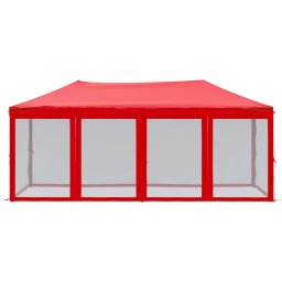 vidaXL Partytent inklapbaar met zijwanden 3x6 m rood