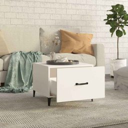 vidaXL Salontafel met metalen poten 50x50x40 cm wit