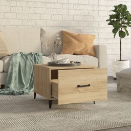 vidaXL Salontafel 2 st met metalen poten 50x50x40 cm sonoma eikenkleur