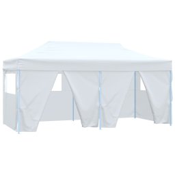 vidaXL Partytent met 4 zijwanden inklapbaar 3x6 m staal wit