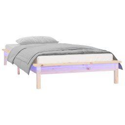 vidaXL Bedframe LED massief hout 100x200 cm