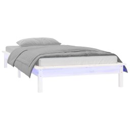 vidaXL Bedframe LED massief hout wit 100x200 cm