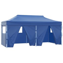 vidaXL Partytent met 4 zijwanden inklapbaar 3x6 m staal blauw