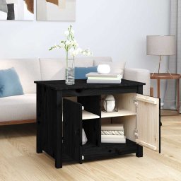 vidaXL Salontafel 71x49x55 cm massief grenenhout zwart