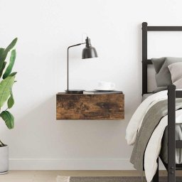vidaXL Nachtkastje zwevend 40x30x15 cm bewerkt hout gerookt eikenkleur