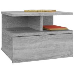 vidaXL Nachtkastje zwevend 40x31x27 cm bewerkt hout grijs sonoma eiken