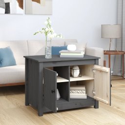 vidaXL Salontafel 71x49x55 cm massief grenenhout grijs