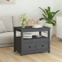 vidaXL Salontafel 71x49x55 cm massief grenenhout grijs