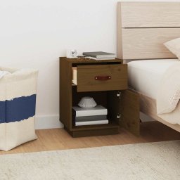vidaXL Nachtkastje 40x34x55 cm massief grenenhout honingbruin