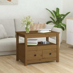 vidaXL Salontafel 71x49x55 cm massief grenenhout honingbruin