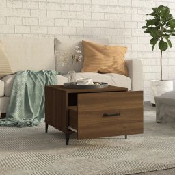vidaXL Salontafels 2 st met metalen poten 50x50x40 cm bruin eikenkleur