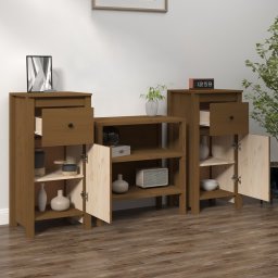 vidaXL Dressoirs 2 st 40x35x80 cm massief grenenhout honingbruin