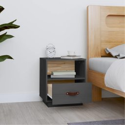 vidaXL Nachtkastje 40x34x45 cm massief grenenhout grijs