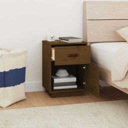 vidaXL Nachtkastjes 2 st 40x34x55 cm massief grenenhout honingbruin