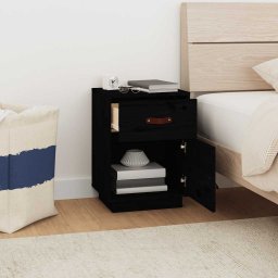 vidaXL Nachtkastjes 2 st 40x34x55 cm massief grenenhout zwart