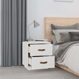 vidaXL Nachtkastje 40x34x45 cm massief grenenhout wit