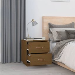 vidaXL Nachtkastje 40x34x45 cm massief grenenhout honingbruin
