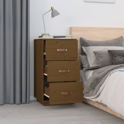 vidaXL Nachtkastje 40x40x75 cm massief grenenhout honingbruin