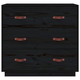 vidaXL Dressoir 80x40x75 cm massief grenenhout zwart