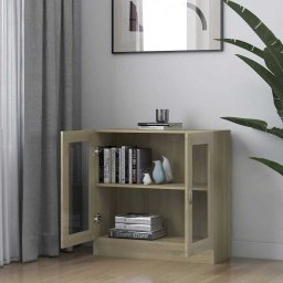 vidaXL Vitrinekast 82,5x30,5x80 cm bewerkt hout sonoma eikenkleurig