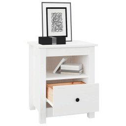 vidaXL Nachtkastje 40x35x49 cm massief grenenhout wit