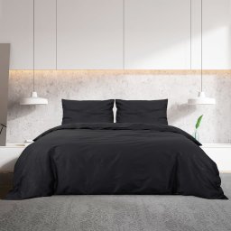 vidaXL Dekbedovertrekset lichtgewicht 155x220 cm microvezel zwart