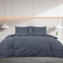 vidaXL Dekbedovertrekset 135x200 cm katoen antracietkleurig