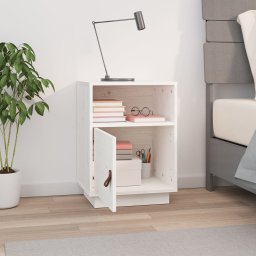 vidaXL Nachtkastje 40x34x55 cm massief grenenhout wit