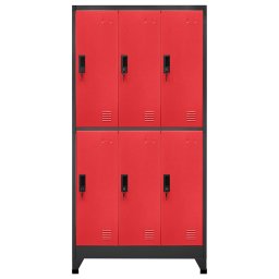 vidaXL Lockerkast 90x45x180 cm staal antracietkleurig en rood