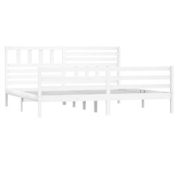 vidaXL Bedframe massief hout wit 200x200 cm