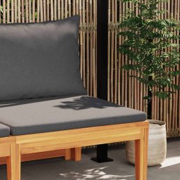 vidaXL Tuinbank met tafel en donkergrijze kussens massief acaciahout