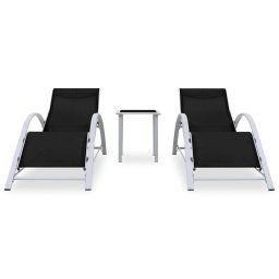 vidaXL Ligbedden 2 st met tafel aluminium zwart