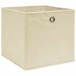 vidaXL Opbergboxen 10 st 32x32x32 cm stof crèmekleurig