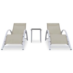 vidaXL Ligbedden 2 st met tafel aluminium crèmekleurig
