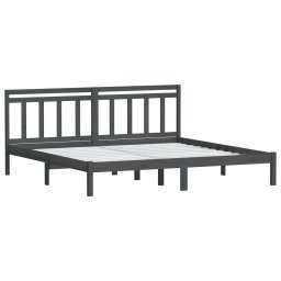 vidaXL Bedframe massief grenenhout grijs 200x200 cm