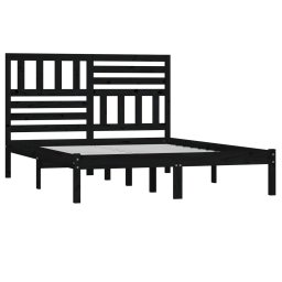 vidaXL Bedframe massief grenenhout zwart 140x190 cm