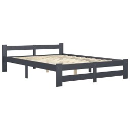vidaXL Bedframe massief grenenhout donkergrijs 160x200 cm