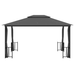 vidaXL Prieel met zijwanden en dubbel dak 3x4 m antracietkleurig