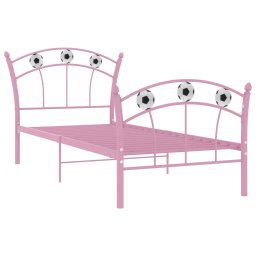 vidaXL Bedframe met voetbaldesign metaal roze 90x200 cm