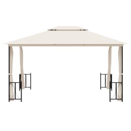 vidaXL Prieel met zijwanden en dubbel dak 3x4 m crèmekleurig