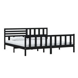 vidaXL Bedframe massief hout zwart 200x200 cm
