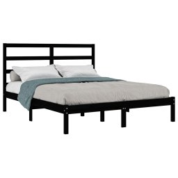 vidaXL Bedframe massief grenenhout zwart 140x190 cm