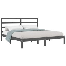 vidaXL Bedframe massief grenenhout grijs 200x200 cm