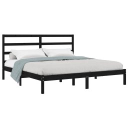 vidaXL Bedframe massief grenenhout zwart 200x200 cm