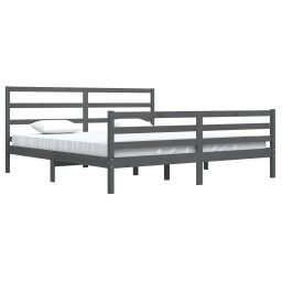 vidaXL Bedframe massief grenenhout grijs 200x200 cm